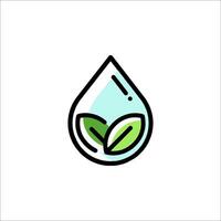 A green leaf in a drop icon vector