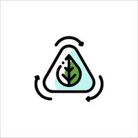 A green leaf in a triangle with a circle around it vector
