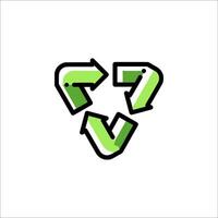 A green recycling symbol with arrows in it vector