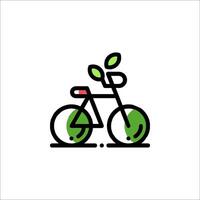 A bicycle with a plant on it is shown in a line style vector