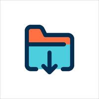 A folder icon with an arrow pointing down vector