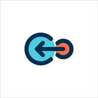 A logo with an arrow pointing to the right vector