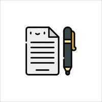 A pen and paper icon with a smiley face vector