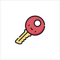 A red key with a smiley face on it vector