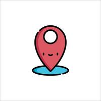 A cute red pin with a smiley face on it vector