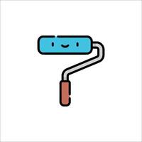 A paint roller with a smiley face on it vector