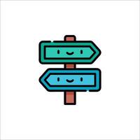 A cartoon sign with two arrows pointing in different directions vector