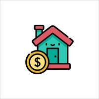 A house with a dollar coin and a coin icon vector