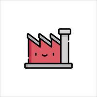A cartoon factory icon with a smiley face vector