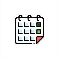A calendar icon with a green dot on it vector