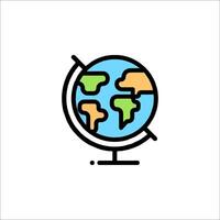 A globe icon with a map on it vector