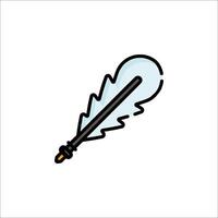 A pen with a feather on it, isolated on a white background vector