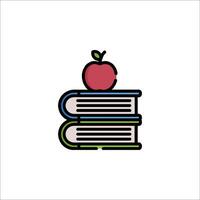 An apple on top of a stack of books vector