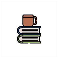 A stack of books and a cup of coffee icon vector