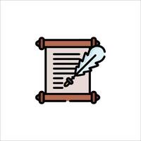 A scroll with a quill and ink on it vector
