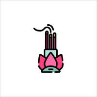 A pink lotus flower with two candles in it vector