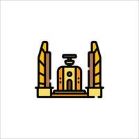 An icon of a building with a clock on top vector