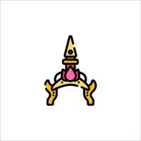 A golden and pink tower with a crown on top vector
