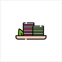 A stack of pancakes on a plate icon vector