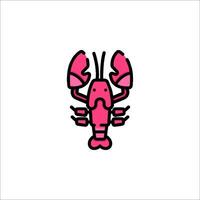 A pink lobster icon on a white background vector