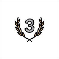 The number three is shown in a laurel wreath vector