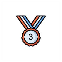 A medal with the number three on it vector