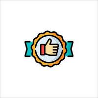 A thumbs up icon with a ribbon around it vector