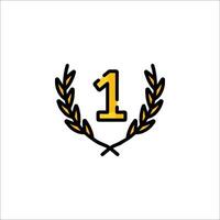 The number one is in a laurel wreath vector