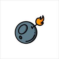 A bomb with a flame on it is shown in a flat style vector