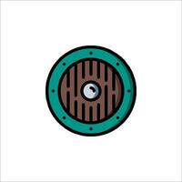 A green and brown circular object with a hole in it vector