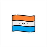 A cartoon flag with a smiley face on it vector