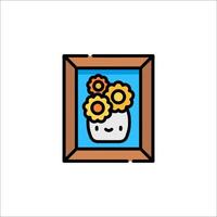 A picture of a flower in a frame with a smiley face vector