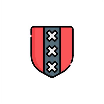 A red and black shield with an x on it vector