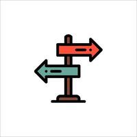 Two arrows pointing in different directions on a post vector