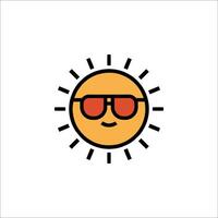 Sun with sunglasses icon vector