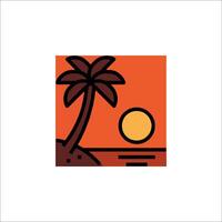 A palm tree and the sun in the background vector