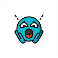 A blue emoticon with a mouth open and eyes wide open vector