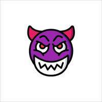 A purple devil face with red eyes vector