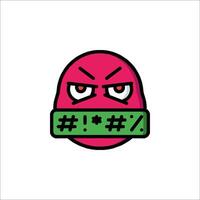 A red angry face with a bandana on it vector