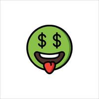 A green emoticion with a dollar sign on it vector