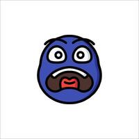An emoticor with a blue face and a mouth vector