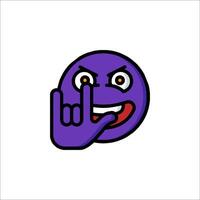 A purple emoticion with a hand gesture vector