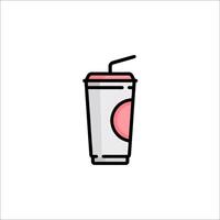 A drink in a cup icon with a straw vector