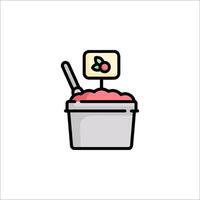 A bucket of ice cream with a cherry on top vector