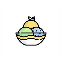 Ice cream icon in a bowl with fruit and ice cream vector