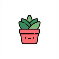 A cute little plant in a pot with a smiley face vector