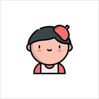 A cartoon character with a hat on his head vector