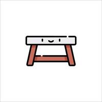A small table with a smiley face on it vector