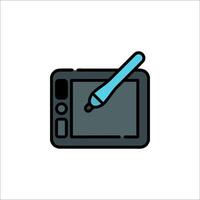 A tablet with a pen and a stylus icon vector