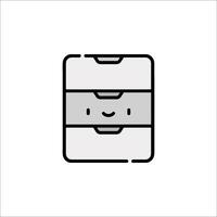 A black and white image of a box with a smiley face vector
